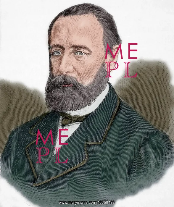 : Mikhail Katkov (1818-1887). Engraving. Colored : Mikhail Katkov (1818-1887). Engraving. Colored