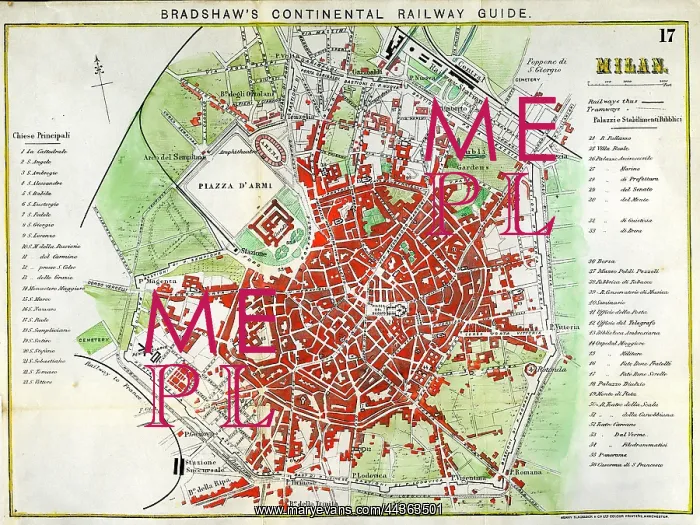  : Milan (Bradshaws Continental Railway Guide)