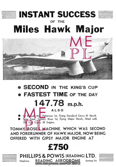 : Miles Hawk Major - Phillips & Powis : Miles Hawk Major - Phillips & Powis