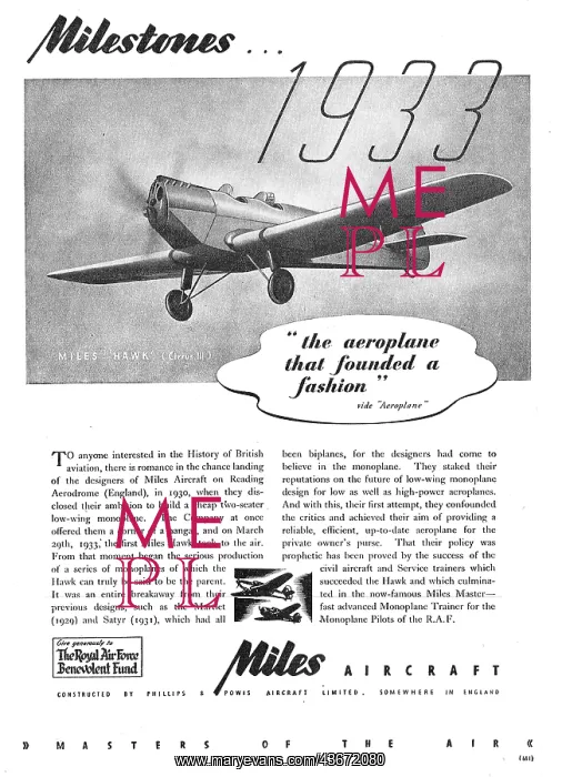 : Miles Milestones : 1933 Miles Hawk : Miles Milestones : 1933 Miles Hawk