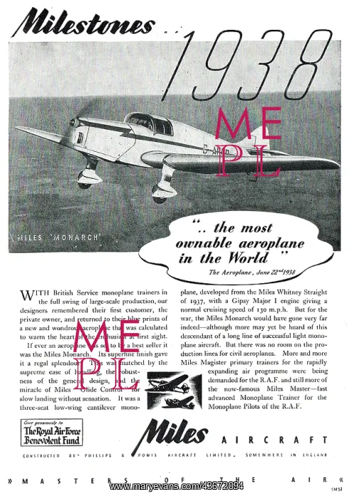 : Miles Milestones : 1938 Miles Monarch : Miles Milestones : 1938 Miles Monarch