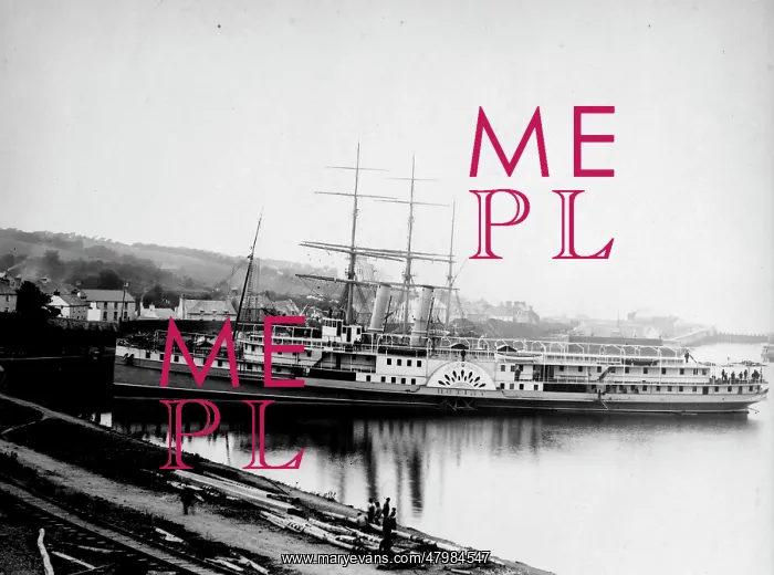 : Milford Dock with paddle steamer, Pembrokeshire, South Wales : Milford Dock with paddle steamer, Pembrokeshire, South Wales