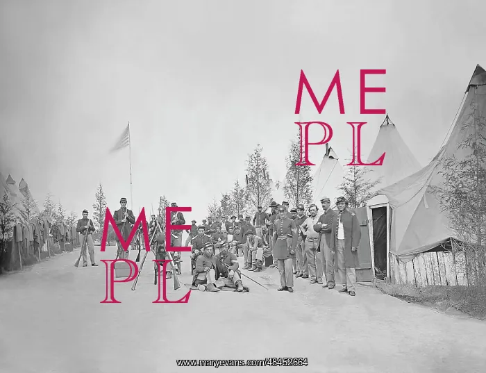 : Military camp with soliders in street during : Military camp with soliders in street during