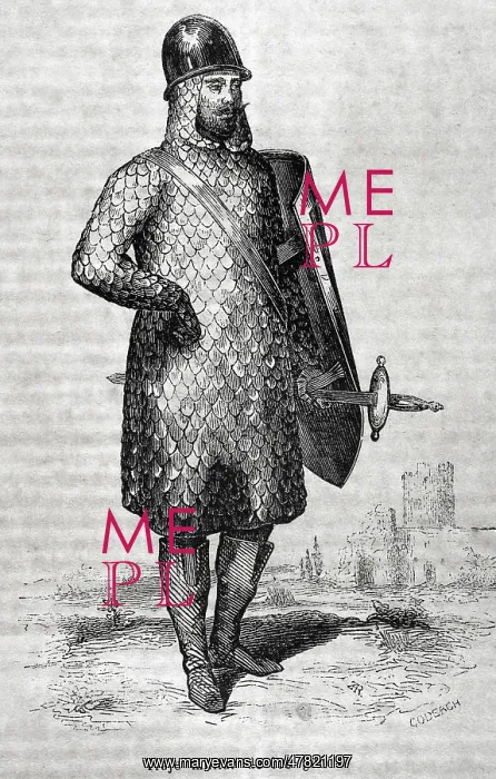 : Military costume of the Goths. Engraving by Coderch : Military costume of the Goths. Engraving by Coderch