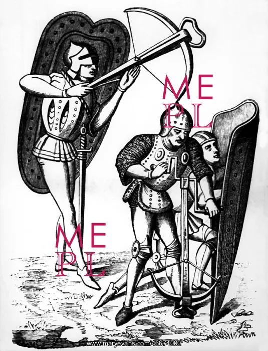 : military, crossbowmen with shields, 15th century : military, crossbowmen with shields, 15th century
