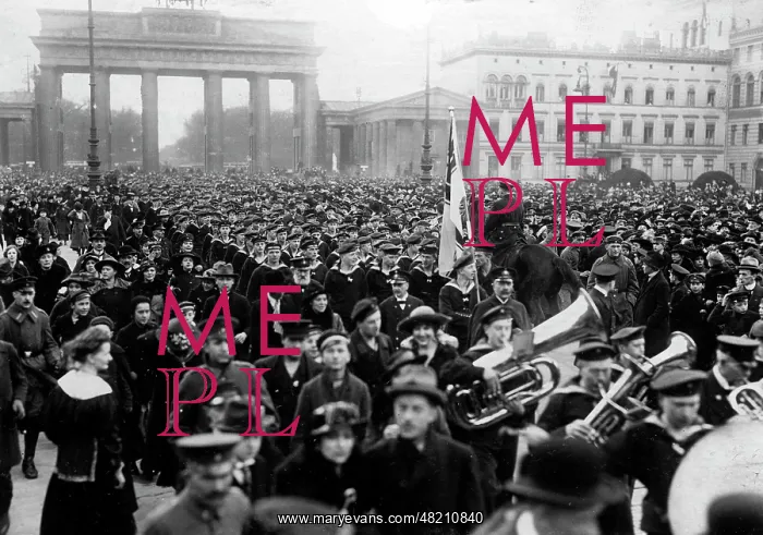 : Military parade with the crew of SMS Wolf, 1918 : Military parade with the crew of SMS Wolf, 1918