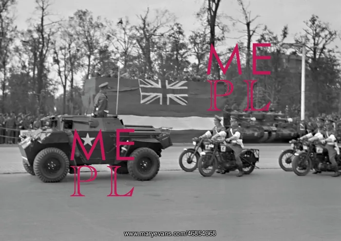 : Military parade with jeep and motorbikes : Military parade with jeep and motorbikes