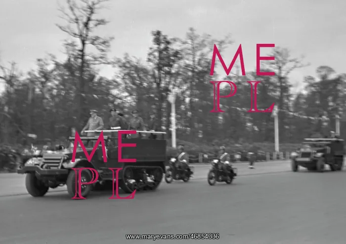 : Military parade with jeeps and motorbikes : Military parade with jeeps and motorbikes