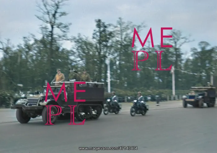 : Military parade with jeeps and motorbikes : Military parade with jeeps and motorbikes