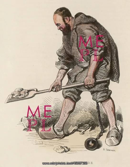 : Military prisoner doing hard labour with ball and chain : Military prisoner doing hard labour with ball and chain