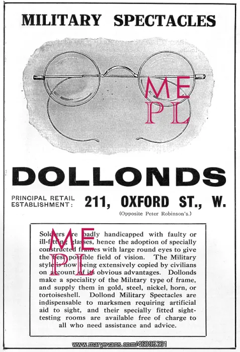 : Military spectacles by Dollands, WW1 : Military spectacles by Dollands, WW1