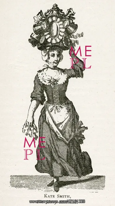 : Milkmaid selling milk in the streets of London : Milkmaid selling milk in the streets of London