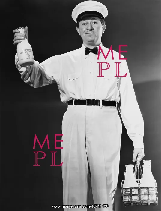 : Milkman with a bottle of milk : Milkman with a bottle of milk