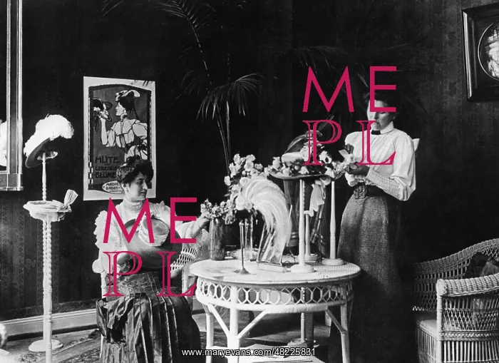 : Milliners in the hat salon, 1906 : Milliners in the hat salon, 1906