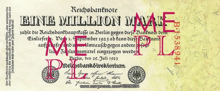 : One Million German Mark banknote - 1923 : One Million German Mark banknote - 1923