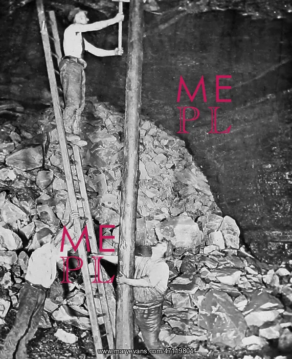  : Miners fitting long pit props Victorian period