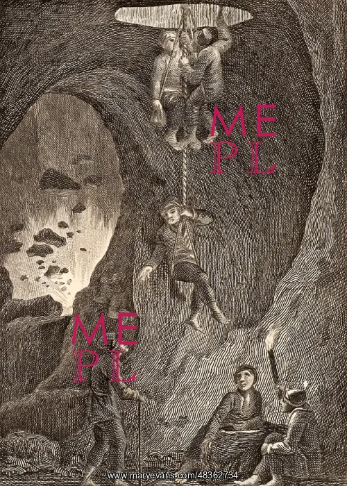 : Miners being lowered by ropes into the silver : Miners being lowered by ropes into the silver