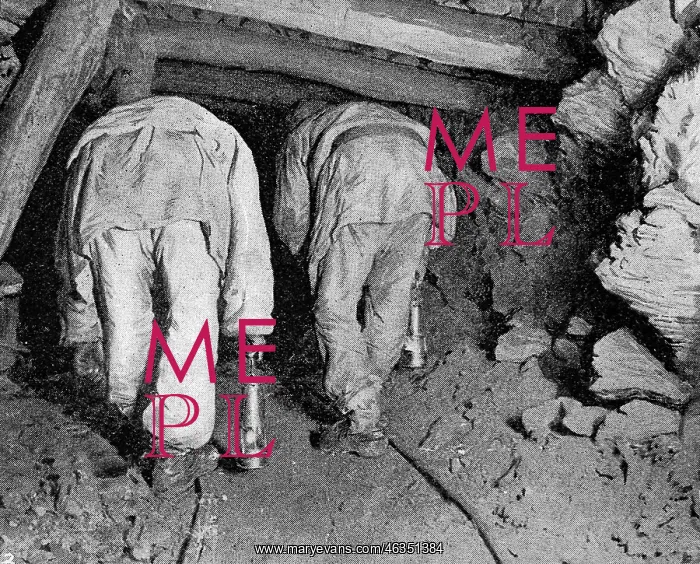 : Miners in the painfully narrow passage on the descent to the : Miners in the painfully narrow passage on the descent to the