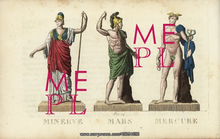 : Minerva, Mars, and Mercury, Roman gods : Minerva, Mars, and Mercury, Roman gods