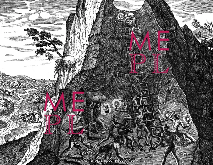 : mining, gold mine in America, copper engraving : mining, gold mine in America, copper engraving