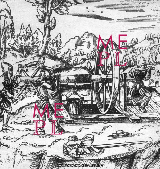 : mining, mine, well, winder, woodcut from Vom : mining, mine, well, winder, woodcut from Vom