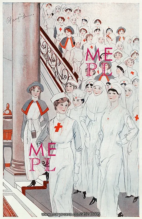 : Ministering angels, 1915 - nurses by Blampied : Ministering angels, 1915 - nurses by Blampied