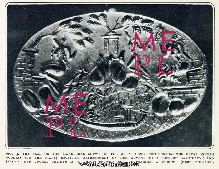 : Minoan signet ring found in Knossos, Crete : Minoan signet ring found in Knossos, Crete