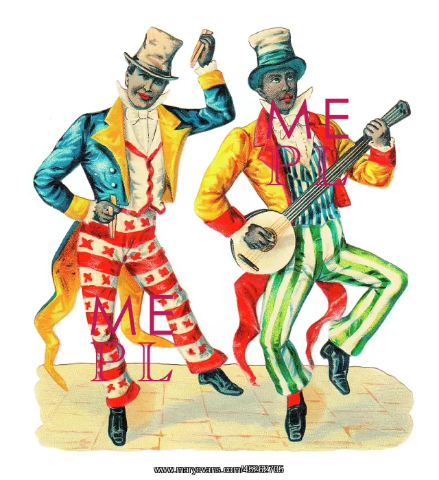 : Two minstrels on a Victorian scrap : Two minstrels on a Victorian scrap