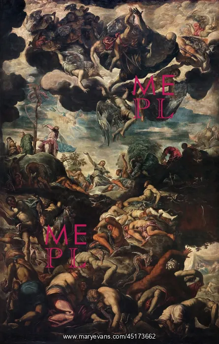 : Miracle of the Bronze Serpent by Tintoretto, Scuola : Miracle of the Bronze Serpent by Tintoretto, Scuola