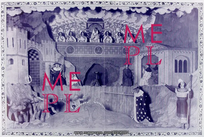 : Miracle Play showing Saladin on the way to Hell, 1910 : Miracle Play showing Saladin on the way to Hell, 1910