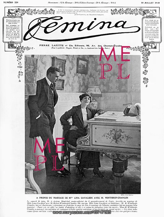 : Miss Lina Cavalieri to M. Winthrop-Chanler : Miss Lina Cavalieri to M. Winthrop-Chanler