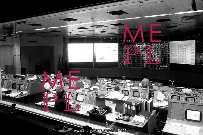 : Mission control panel at Johnson Space Center, 1975 : Mission control panel at Johnson Space Center, 1975