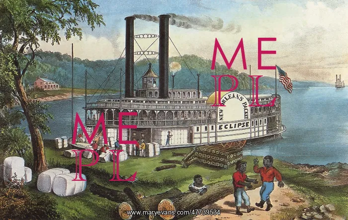 : On the Mississippi, Loading Cotton : On the Mississippi, Loading Cotton