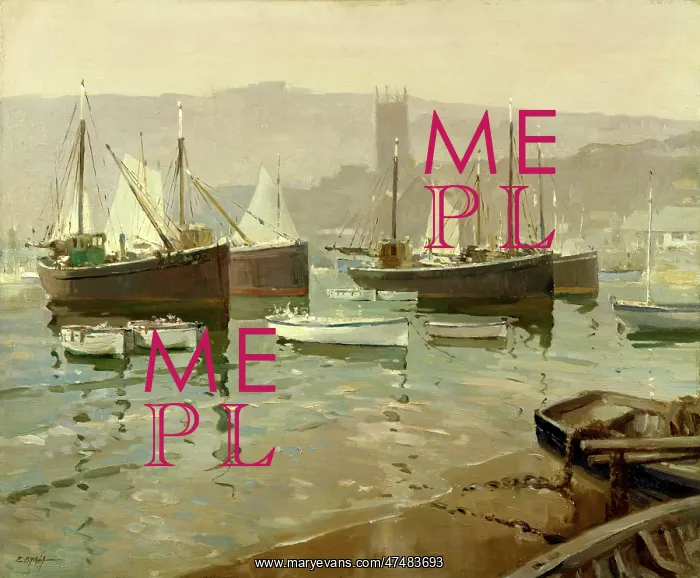 : Mist over St Ives ' with boats : Mist over St Ives ' with boats