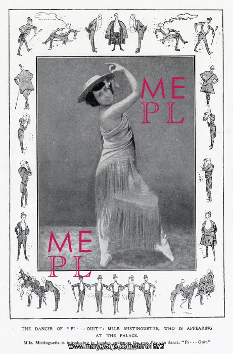 : Mistinguett performs at the Palace Theatre in 1907 : Mistinguett performs at the Palace Theatre in 1907
