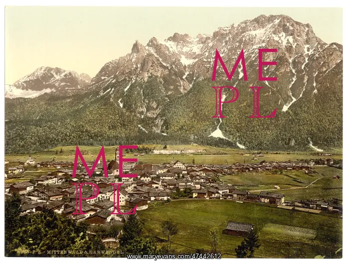 : Mittenwald and Carwendel (i.e. Karwendel), Upper Bavaria, Ge : Mittenwald and Carwendel (i.e. Karwendel), Upper Bavaria, Ge