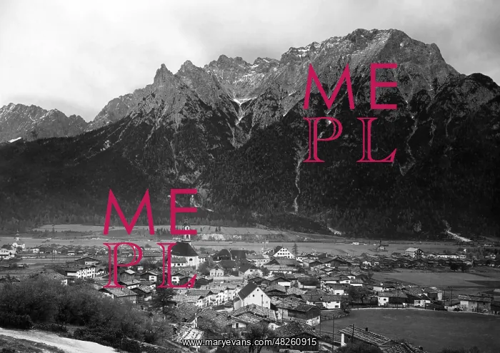 : Mittenwald with Northern Karwendel Range, around 1910 : Mittenwald with Northern Karwendel Range, around 1910