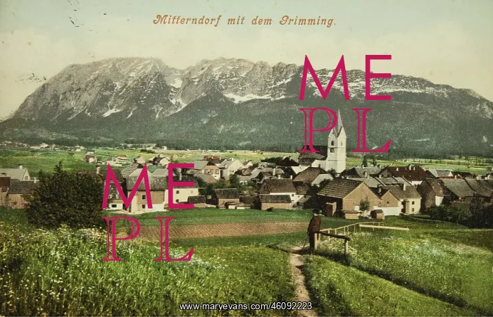 : Mitterndorf with Grimming. 1906. Photochrom : Mitterndorf with Grimming. 1906. Photochrom