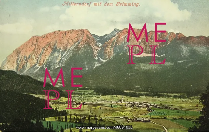 : Mitterndorf with Grimming. 1906. Photochrom : Mitterndorf with Grimming. 1906. Photochrom