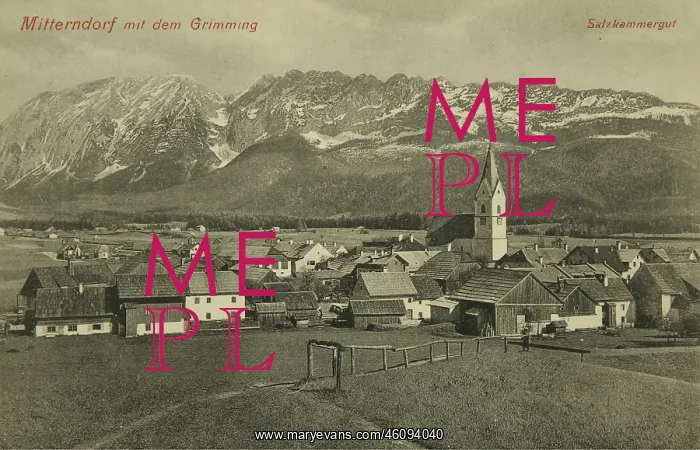 : Mitterndorf with Grimming. 1909. Collotype : Mitterndorf with Grimming. 1909. Collotype