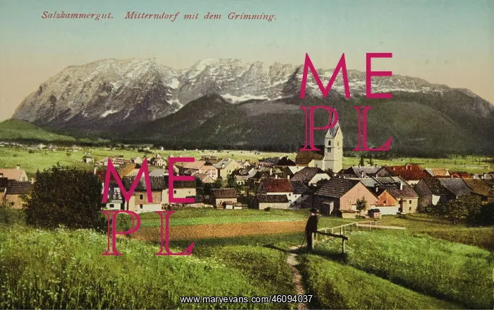 : Mitterndorf with Grimming. 1916. Photochrom : Mitterndorf with Grimming. 1916. Photochrom