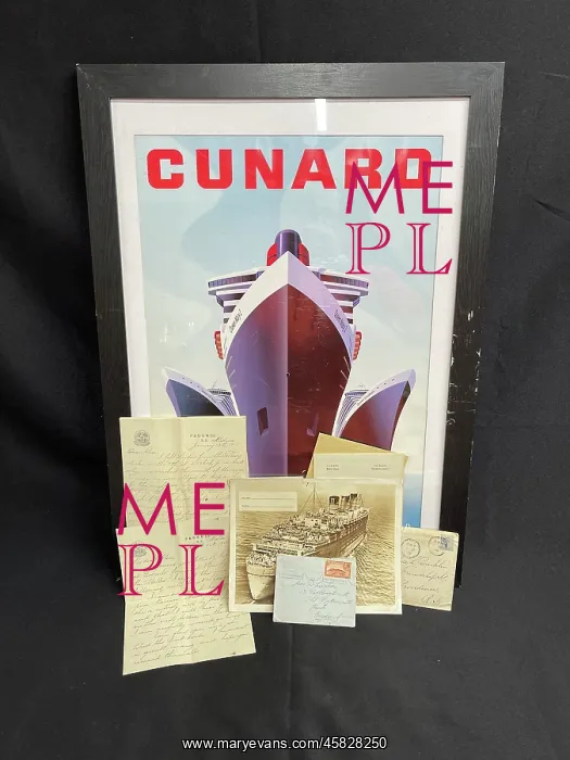 : Mixed collection of ocean liner stationery, letters, poster : Mixed collection of ocean liner stationery, letters, poster