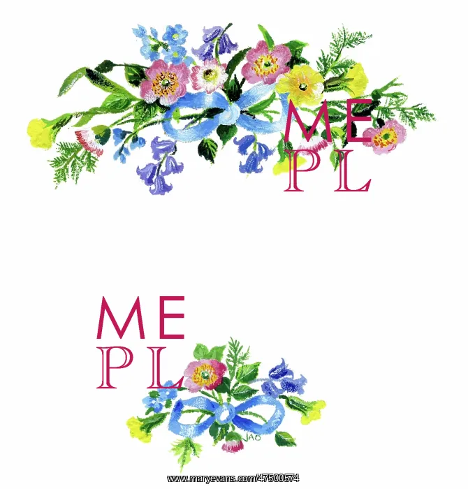 : Mixed flowers and blue ribbon bows : Mixed flowers and blue ribbon bows