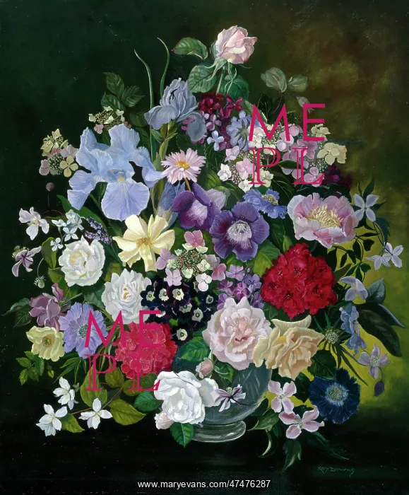  : Mixed Summer Flowers in a Glass Bowl