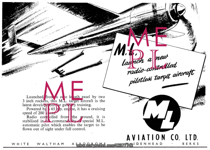: M.L. Aviation Pilotless Target Aircraft : M.L. Aviation Pilotless Target Aircraft
