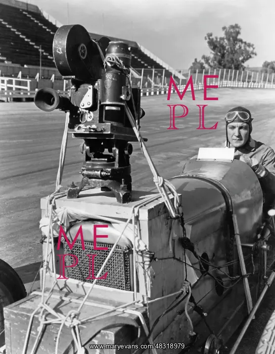 : Mobile camera setup on a car, 1932 : Mobile camera setup on a car, 1932