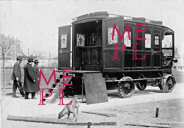 : Mobile church in the USA, 1913 : Mobile church in the USA, 1913