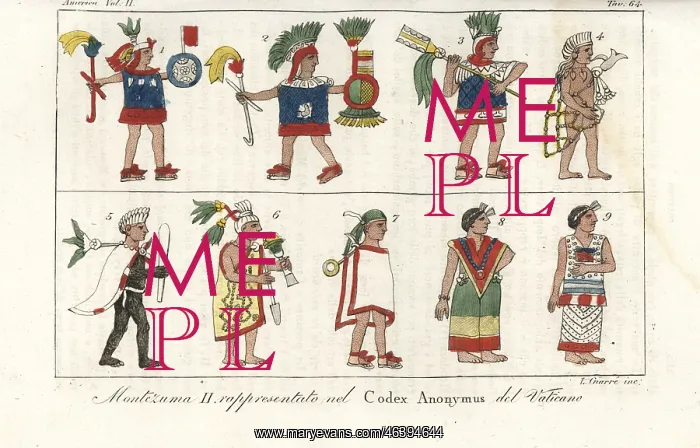 : Moctezuma II and other Aztec figures depicted : Moctezuma II and other Aztec figures depicted
