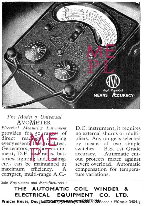 : Model 7 Universal AvoMeter 1945 - AVO : Model 7 Universal AvoMeter 1945 - AVO