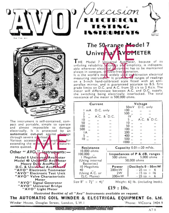 : Model 7 Universal AvoMeter 1954 : Model 7 Universal AvoMeter 1954